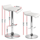 set of 4 Bar Stools SENA Kitchen Swivel Bar Stool PU Leather Chairs Gas Lift White