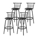 Set of 4 Bar Stools PU Leather Bar Stool Swivel Backrest Kitchen Chairs Black