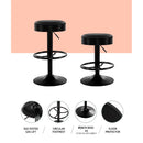 Set of 2 Kitchen Bar Stools Gas Lift Bar Stool Chairs Swivel Barstools Black