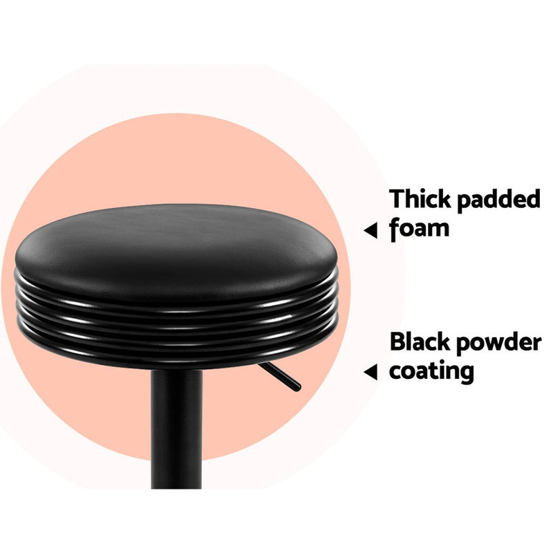 Set of 2 Kitchen Bar Stools Gas Lift Bar Stool Chairs Swivel Barstools Black