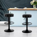 Set of 2 Kitchen Bar Stools Gas Lift Bar Stool Chairs Swivel Barstools Black