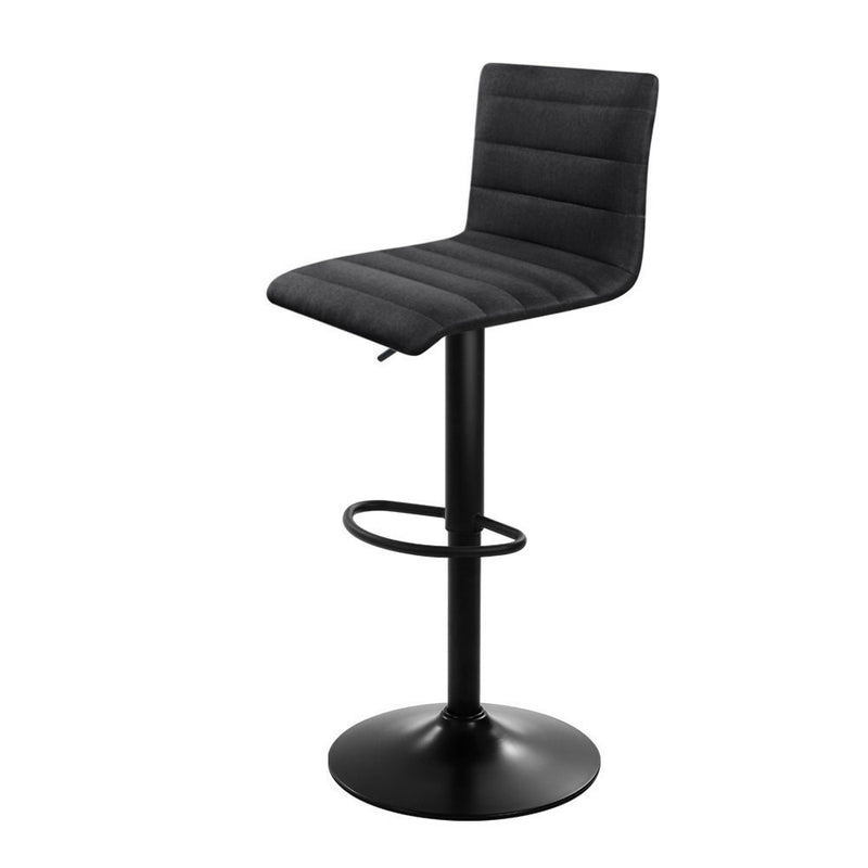 Set of 2 Fabric Bar Stools - Black