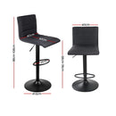 Set of 2 Fabric Bar Stools - Black