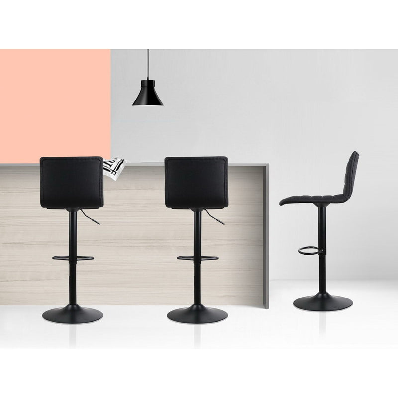 Set of 2 Fabric Bar Stools - Black