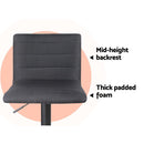 Set of 2 Fabric Bar Stools - Black