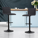 Set of 2 Fabric Bar Stools - Black