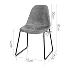 Set of 2 PU Leather Dining Chairs - Grey