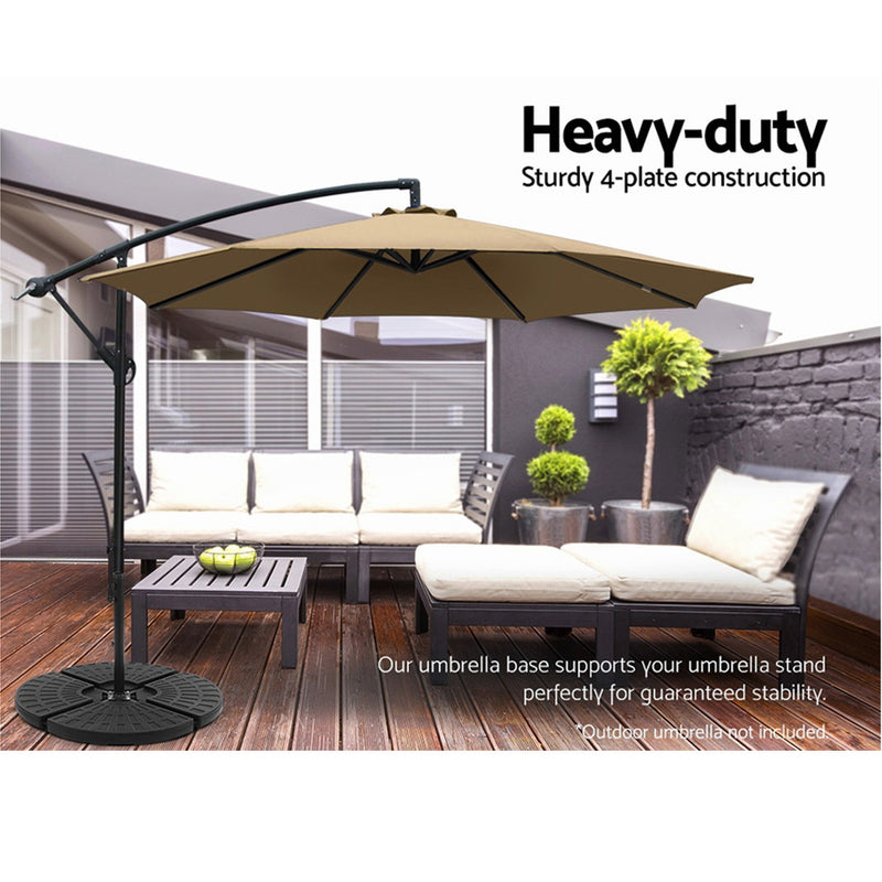 Outdoor Umbrella Stand 4 x Base Pod Plate Sand/Water Patio Cantilever Fanshaped