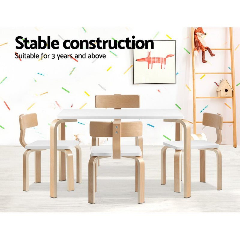 5PCS Childrens Table and Chairs Set Kids Furniture Toy Dining White Desk