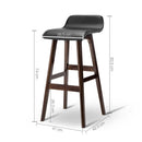 Set of 2 PU Leather and Wood Bar Stool - Black