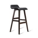 Set of 2 PU Leather and Wood Bar Stool - Black