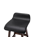 Set of 2 PU Leather and Wood Bar Stool - Black