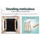 Set of 2 PU Leather and Wood Bar Stool - White