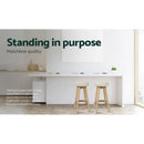 Set of 2 Kitchen Bar Stools Wooden Bar Stool Swivel Barstools Counter Chairs 74cm Leather  Cream