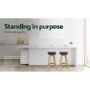 Set of 2 Kitchen Bar Stools Wooden Bar Stool Swivel Barstools Counter Chairs 74cm Fabric Grey