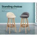 Set of 2 PU Leather Bar Stools - Beige