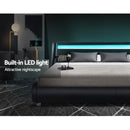 LED Bed Frame King Size Mattress Base Platform Black Leather Wooden ALEX