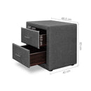 Fabric Bedside Table - Grey