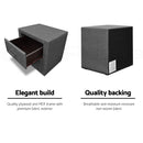 Fabric Bedside Table - Grey