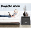 Fabric Bedside Table - Grey