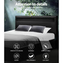 LED Bed Frame King Size Gas Lift Base With Storage Black Leather