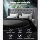 King Size Gas Lift Bed Frame Base With Storage Mattress Grey Fabric Wooden