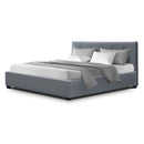 LISA Double Full Size Gas Lift Bed Frame Base With Storage Mattress Grey Fabric