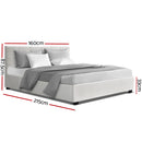 LISA Queen Size Gas Lift Bed Frame Base With Storage Mattress White Leather