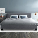 Bed Frame King Size Base Mattress Platform Fabric Wooden Grey NEO