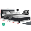 Bed Frame Queen Size Base Mattress Platform Full Fabric Wooden Charcoal NEO