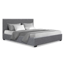 Double Size Fabric and Wood Bed Frame Headboard - Grey