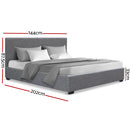 Double Size Fabric and Wood Bed Frame Headboard - Grey