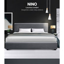 King Size Gas Lift Bed Frame Base With Storage Mattress Grey Fabric NINO