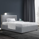 King Single Size Gas Lift Bed Frame Base With Storage Mattress Grey Fabric NINO