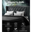 King Size Bed Frame Base Mattress Platform Fabric Wooden Charcoal PIER