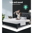 King Size Bed Frame Base Mattress Platform Fabric Wooden Charcoal PIER