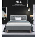 King Single Size Bed Frame Base Mattress  Fabric Wooden Grey POLA