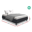 King Single Size Bed Base Frame Mattress Platform Fabric Wooden Charcoal TOMI