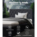 King Single Size Bed Base Frame Mattress Platform Fabric Wooden Charcoal TOMI