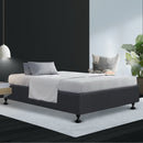 King Single Size Bed Base Frame Mattress Platform Fabric Wooden Charcoal TOMI