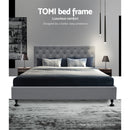 Queen Size Fabric and Wood Bed Frame - Grey