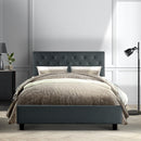 Double Full Size Bed Frame Base Mattress Platform Fabric Wooden Charcoal VAN