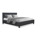Double Full Size Bed Frame Base Mattress Fabric Wooden Charcoal VANKE