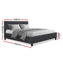 Double Full Size Bed Frame Base Mattress Fabric Wooden Charcoal VANKE