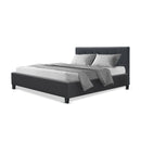 Double Full Size Bed Frame Base Mattress Fabric Wooden Charcoal VANKE