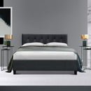 Double Full Size Bed Frame Base Mattress Fabric Wooden Charcoal VANKE