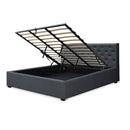 King Size Gas Lift Bed Frame Base With Storage Mattress Grey Fabric VILA