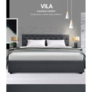 King Size Gas Lift Bed Frame Base With Storage Mattress Grey Fabric VILA