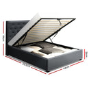 VILA King Single Size Gas Lift Bed Frame Base With Storage Mattress Grey Fabric