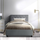 VILA King Single Size Gas Lift Bed Frame Base With Storage Mattress Grey Fabric